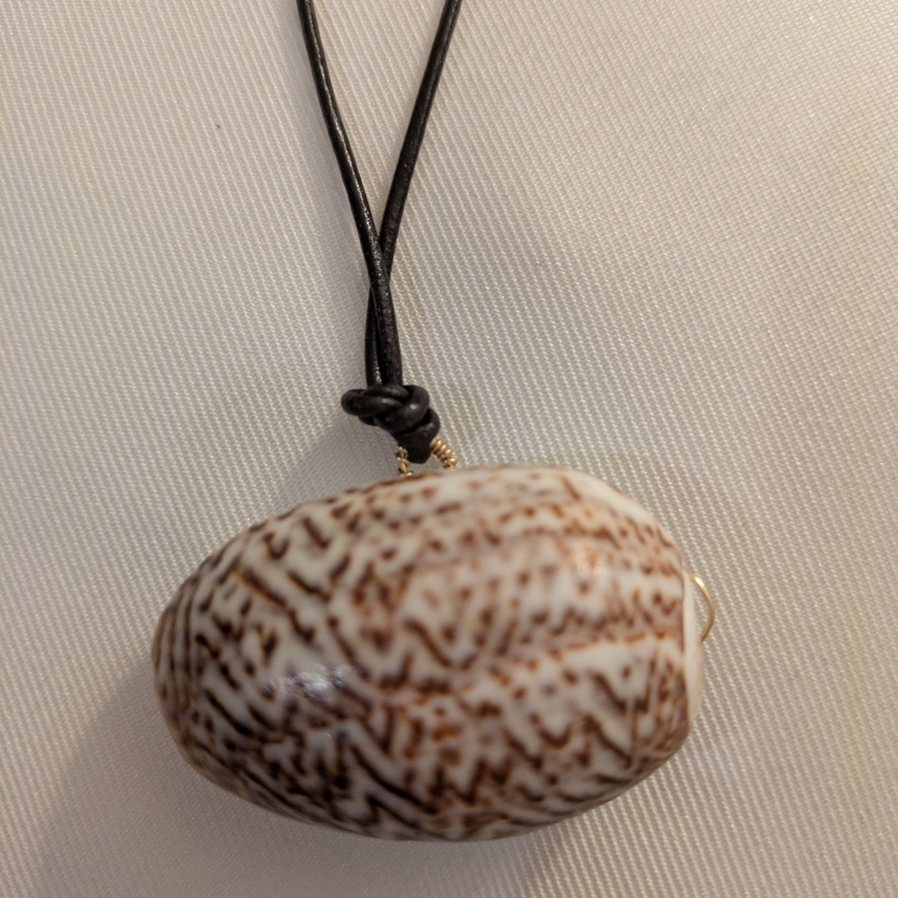 Necklace Sea Shell Pendant Necklace in Cream and Brown